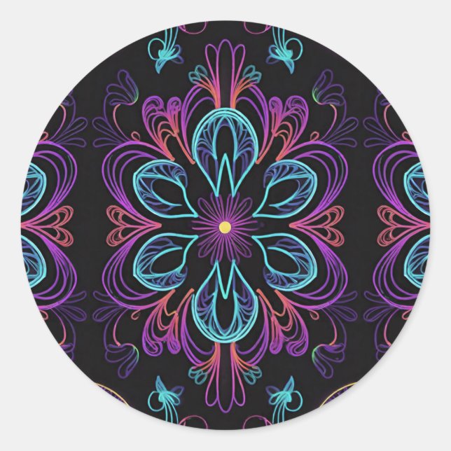 Vibrant Abstract Floral   Classic Round Sticker (Front)