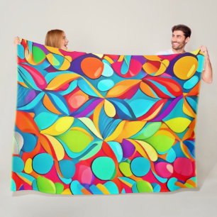Vibrant Abstract Floral Explosion Fleece Blanket
