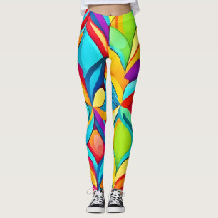 Vibrant Abstract Floral Explosion Leggings