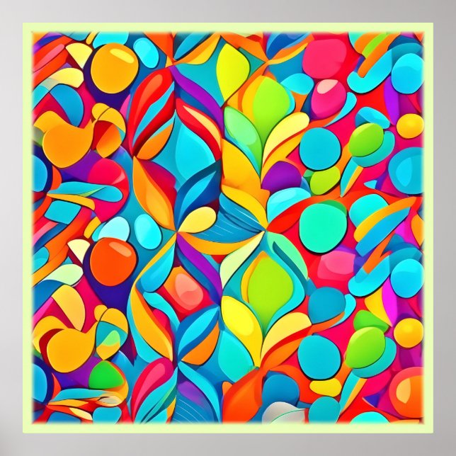 Vibrant Abstract Floral Explosion Poster (Front)