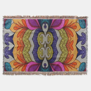 Vibrant Abstract Floral Fusion Pattern Throw Blanket