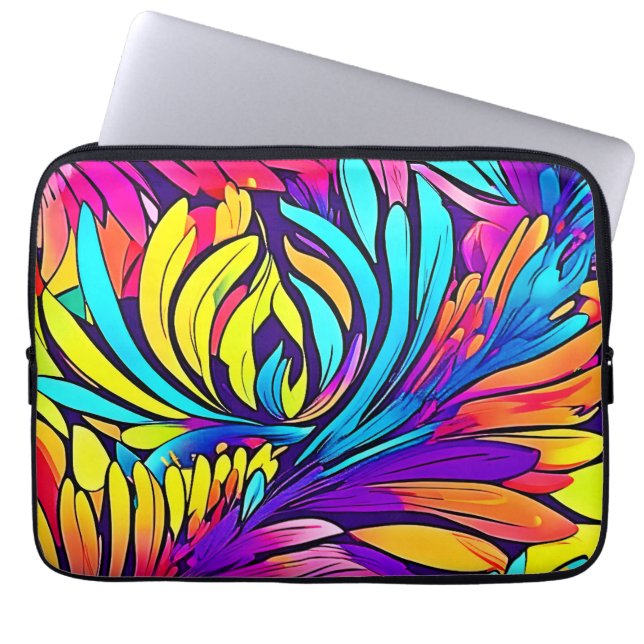 Vibrant Abstract Floral Laptop Sleeve (Front)