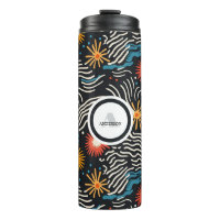 Vibrant Abstract Floral Waves on Black