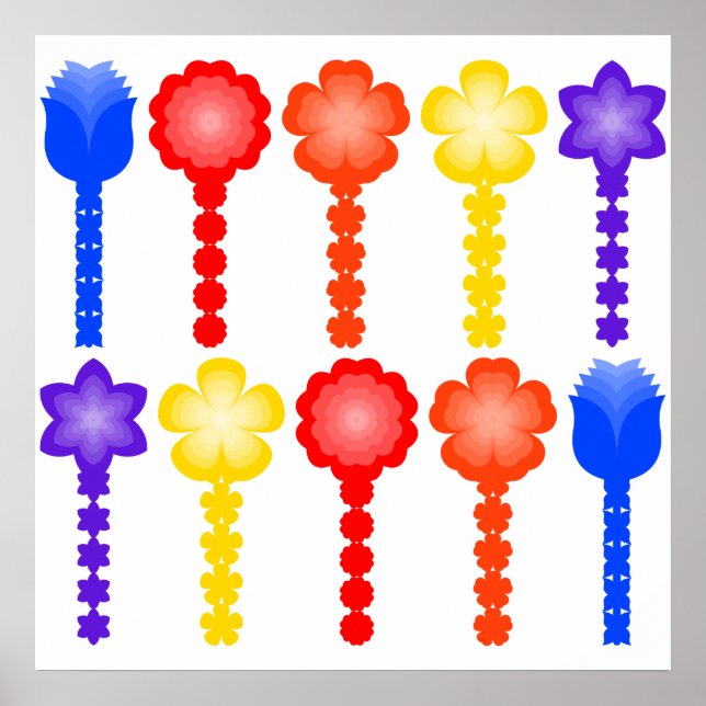 Vibrant Abstract Flower Pattern Square Poster (Front)