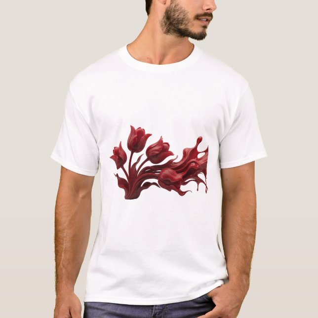 Vibrant ABSTRACT FLOWER Style Statement T-Shirt (Front)