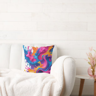 Vibrant Abstract Fluid Art – Colour Splash Design Cushion