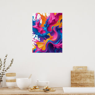 Vibrant Abstract Fluid Art – Colour Splash Design Poster