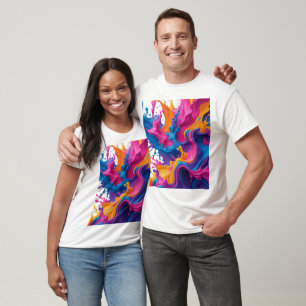 Vibrant Abstract Fluid Art – Colour Splash Design T-Shirt