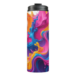 Vibrant Abstract Fluid Art – Colour Splash Design Thermal Tumbler