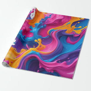 Vibrant Abstract Fluid Art – Colour Splash Design Wrapping Paper