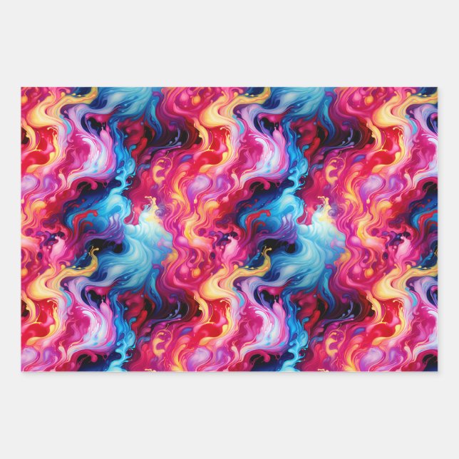 Vibrant Abstract Fluid Art Wrapping Paper  (Front)