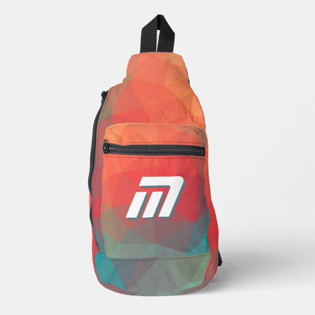 Vibrant Abstract Geometric Custom Monogram Sling Bag (Front)