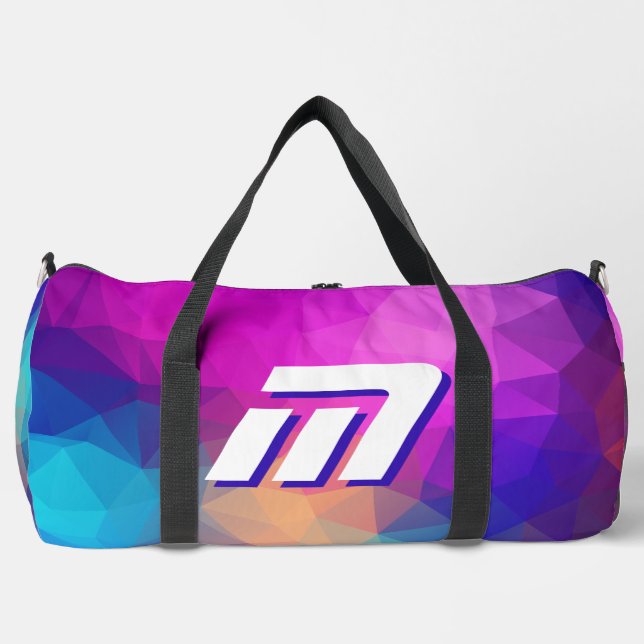 Vibrant Abstract Geometric Custom Monogram Sporty Duffle Bag (Front)