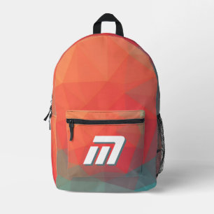 Vibrant Abstract Geometric Custom Monogram Sporty Printed Backpack