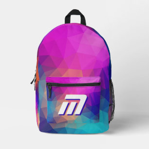 Vibrant Abstract Geometric Custom Monogram Sporty Printed Backpack