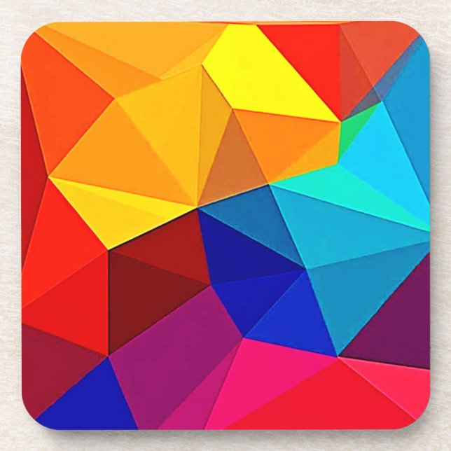 Vibrant Abstract Geometric Flow Design Coaster (Front)