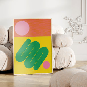 Vibrant Abstract Geometric Mid Century Aesthetic  Poster