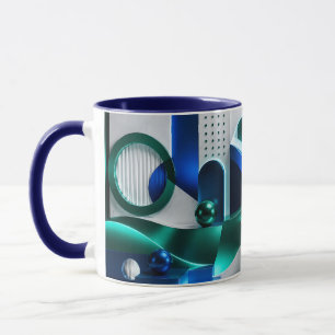 Vibrant Abstract Geometric Shapes Blue And Teal Mug