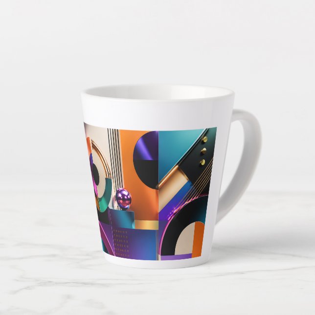Vibrant Abstract Geometric Shapes Design Gift Latte Mug (Right Angle)
