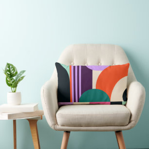 Vibrant Abstract Geometric Shapes Modern Colours Lumbar Cushion