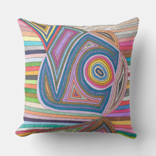 Vibrant Abstract Geometric Striped Pattern Cushion