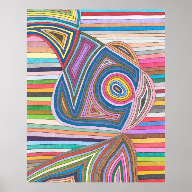 Vibrant Abstract Geometric Striped Pattern Poster (Front)