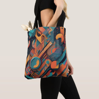 Vibrant Abstract Geometry – Bold Graphic Art with  Tote Bag