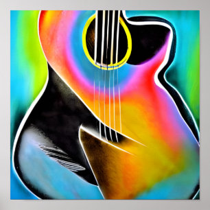 Vibrant Abstract Guitar Art Poster