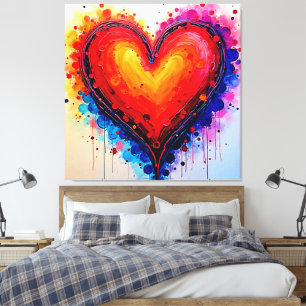 Vibrant Abstract Heart Splash Art Canvas Print