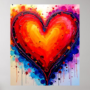 Vibrant Abstract Heart Splash Art Poster