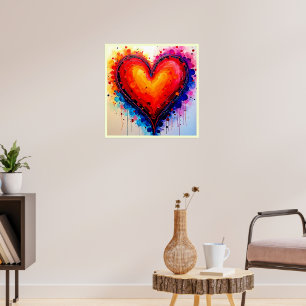Vibrant Abstract Heart Splash Art Poster