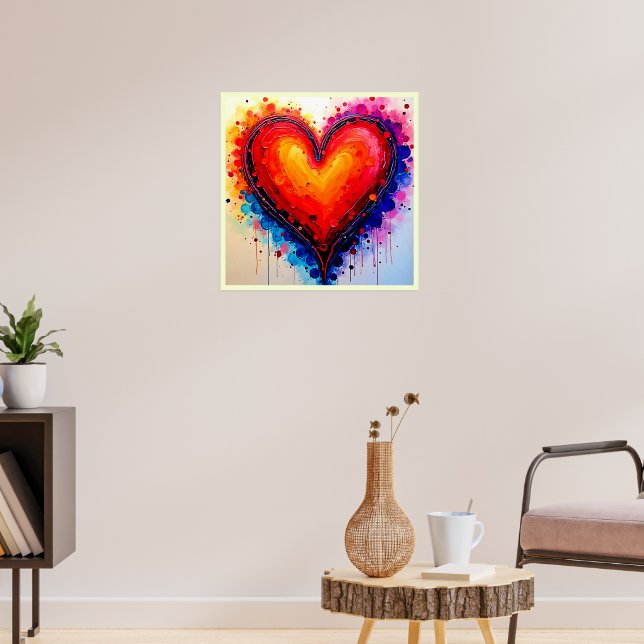 Vibrant Abstract Heart Splash Art Poster (Living Room 3)