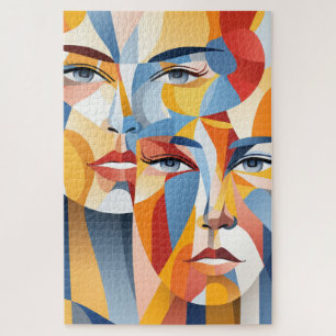 Vibrant abstract human face jigsaw puzzle