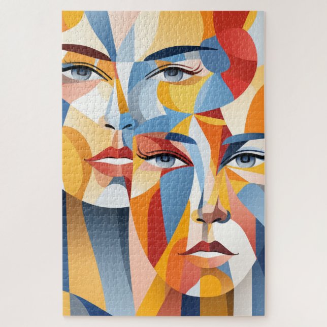 Vibrant abstract human face jigsaw puzzle (Vertical)