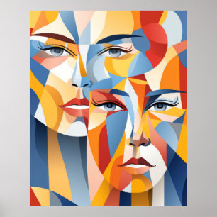 Vibrant abstract human face poster