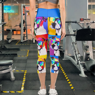 Vibrant Abstract Jack Russell Dog Pop Art Capri Leggings