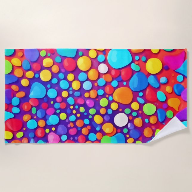 Vibrant Abstract Kaleidoscope Beach Towel (Front)