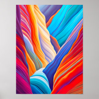 Vibrant Abstract Landscape of Grand Canyon Poster