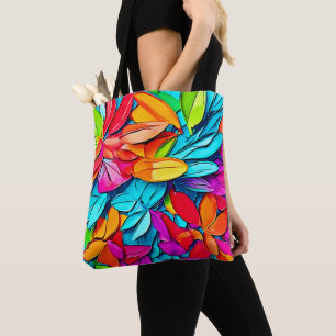 Vibrant Abstract Leaf Art Tote Bag