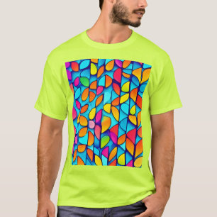 Vibrant Abstract Leaf Burst T-Shirt