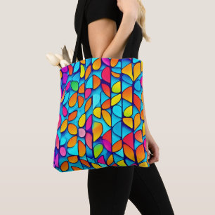 Vibrant Abstract Leaf Burst Tote Bag