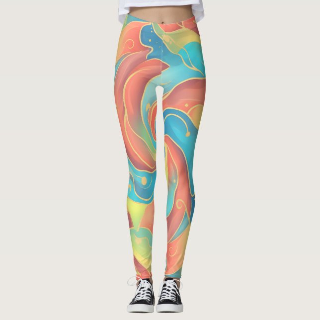 Vibrant Abstract Leggings (Front)