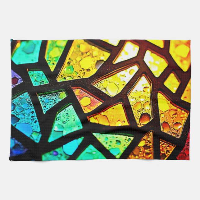 Vibrant Abstract Light Mosaic Design Tea Towel (Horizontal)