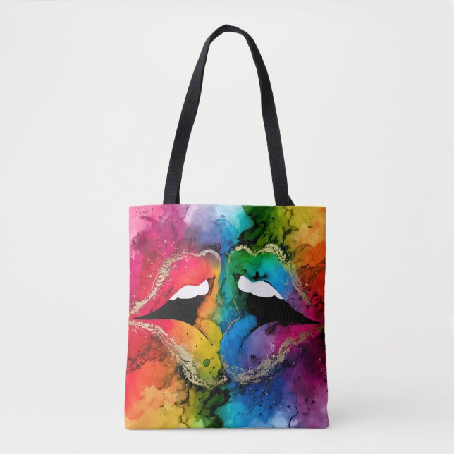 Vibrant Abstract Lips Tote Bag (Front)