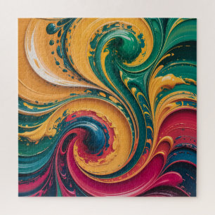 Vibrant Abstract Liquid Swirl Art Jigsaw Puzzle