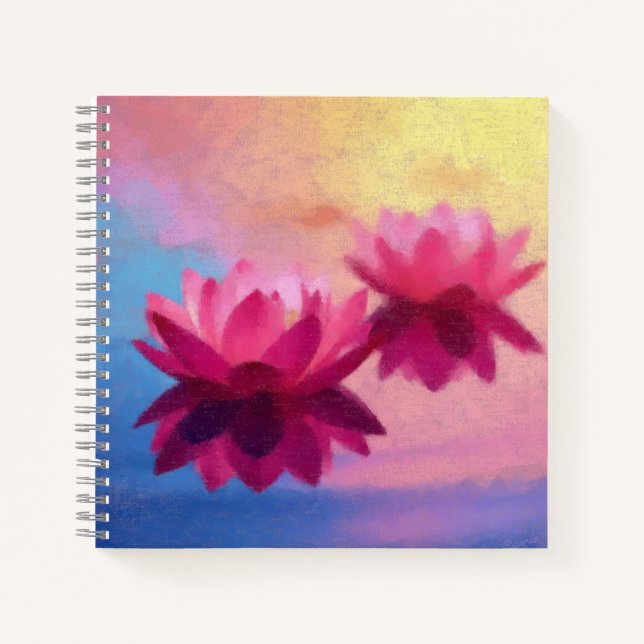 Vibrant Abstract Lotus Flower Art Notebook (Front)