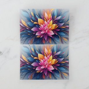 Vibrant Abstract Lotus Flower Burst with Colorful  Thank You Card