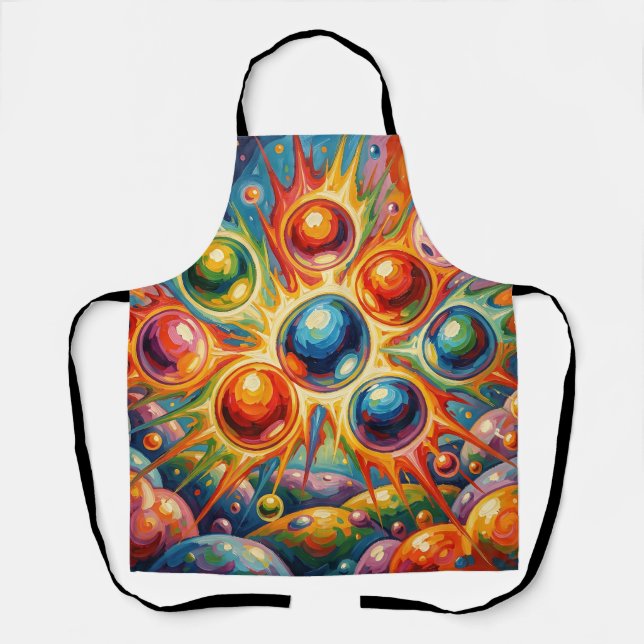 Vibrant Abstract Orbs Radiant Fluid  Apron (Front)