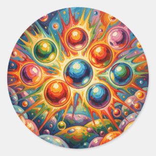 Vibrant Abstract Orbs Radiant Fluid Classic Round Sticker