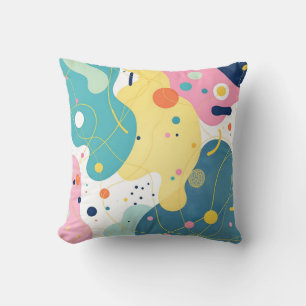 Vibrant Abstract Organic Shapes Pattern Cushion